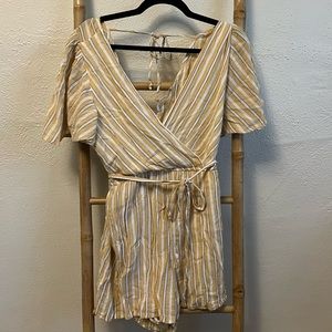 ROW A Pastel yellow striped romper (DONATING 3/1)